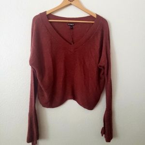 Express Maroon Loose Fit Knit Pullover Sweater S
